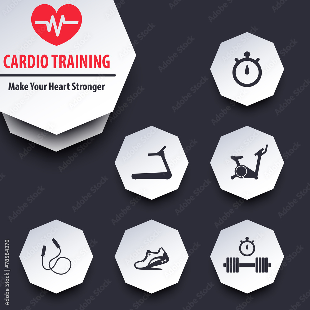 Cardio training trendy icons vector illustration, eps10