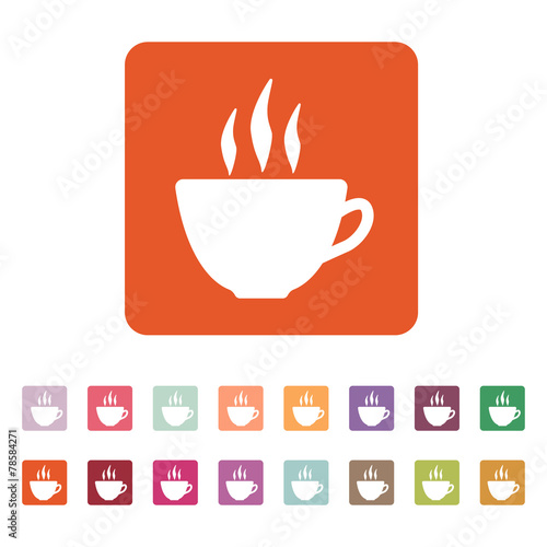 The coffee and cup icon. Tea symbol. Flat