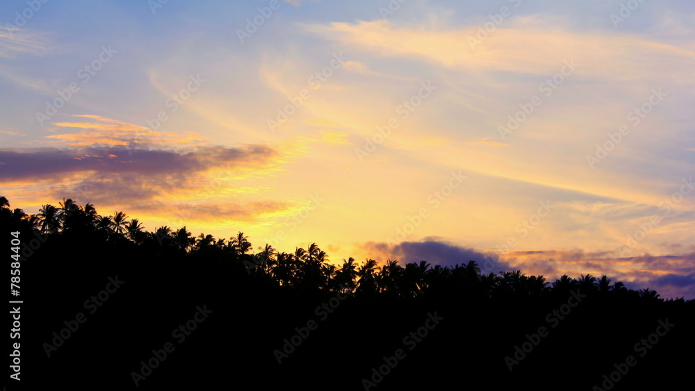 4k video. Beautiful Sunset With Mountains and Palms in Koh Samui 4k video. Beautiful Sunset With Mountains and Palms in Koh Samui