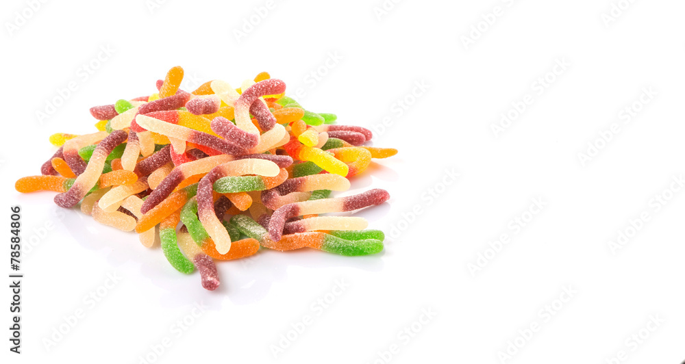 Colorful sugar jelly candy strip over white background Colorful sugar jelly candy strip over white background