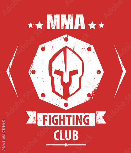 MMA Fighting Club grunge emblem with spartan helmet, eps10