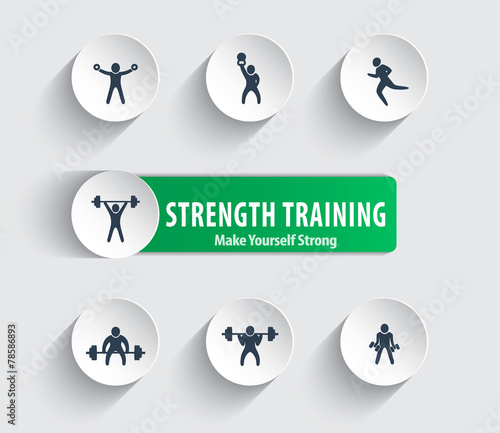 Strength training round trendy icons vector illustration, eps10
