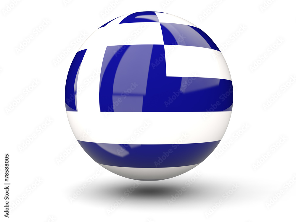 Round icon of flag of greece - obrazy, fototapety, plakaty 