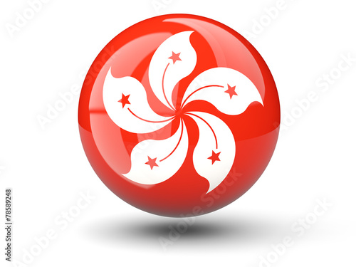 Round icon of flag of hong kong