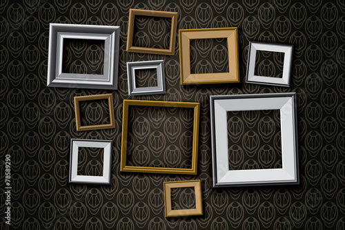 Realistic retro picture frames vector set background