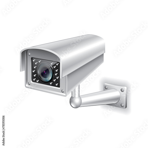 Surveillance camera isolated on white vector