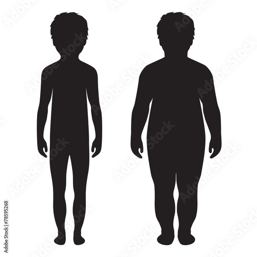 vector fat body, weight loss, overweight silhouette illustration