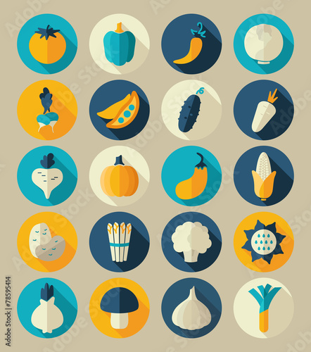 Vegetable flat icon with long shadow