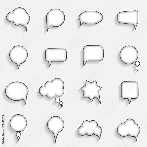 Flat Speech Bubbles with Long Shadows  Vector Illustration