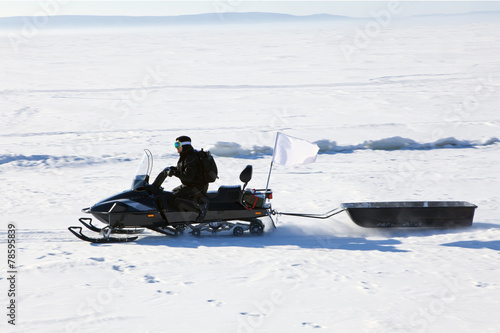 snowmobile with a trailer