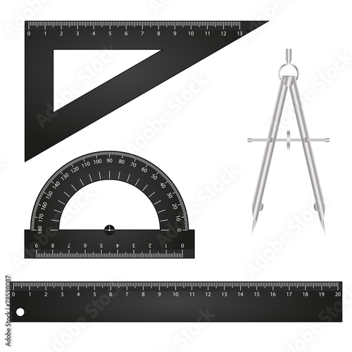 Illustration of ruler and compasses