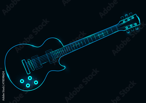 Vector illustration of a neon guitar