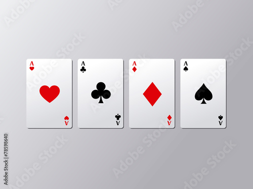Playing poker cards. Poker aces flying isolated on gray