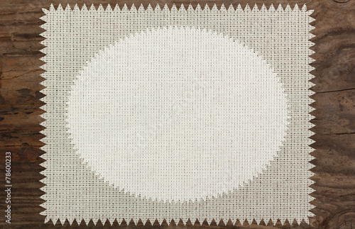 burlap napkin linen textile  table wooden zigzag edge