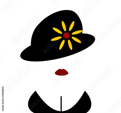 female wearing bikini top and hat with flower
