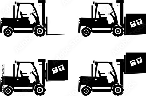 Forklifts. Heavy construction machines. Vector illustration