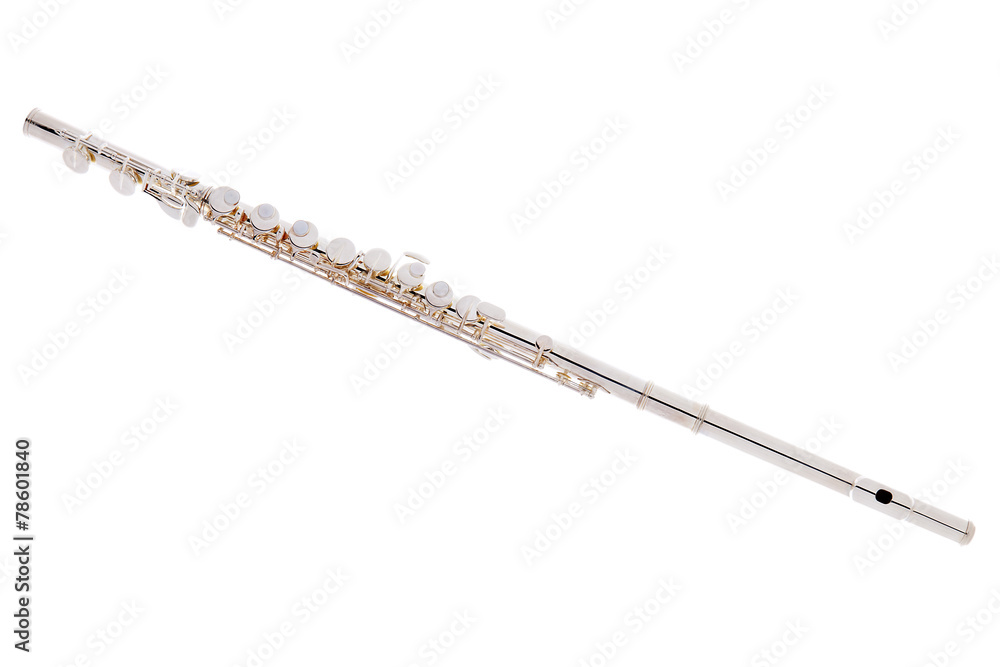 Naklejka premium silver flute over white background