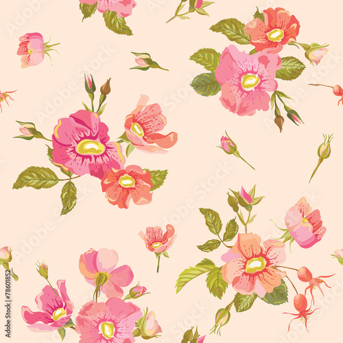 Roses Background - Seamless Floral Shabby Chic Pattern