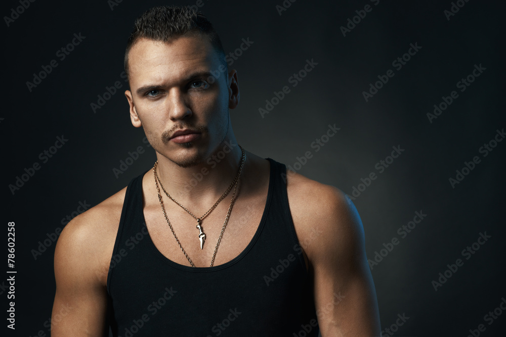 athletic man on black background athletic man on black background