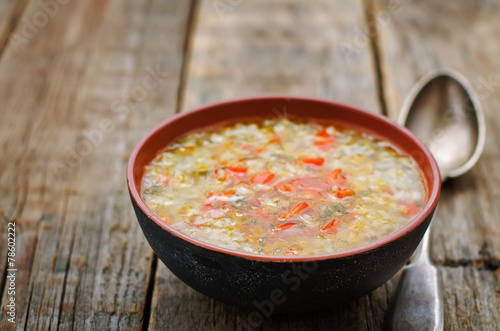 chicken soup with rice and peppers