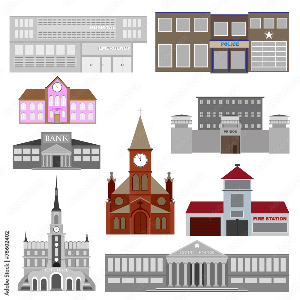 vector illustration of social buildings