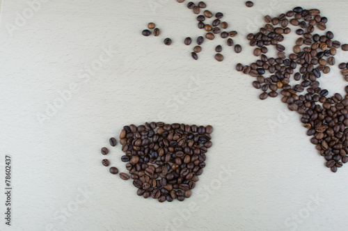 A cup of coffee on a gray background