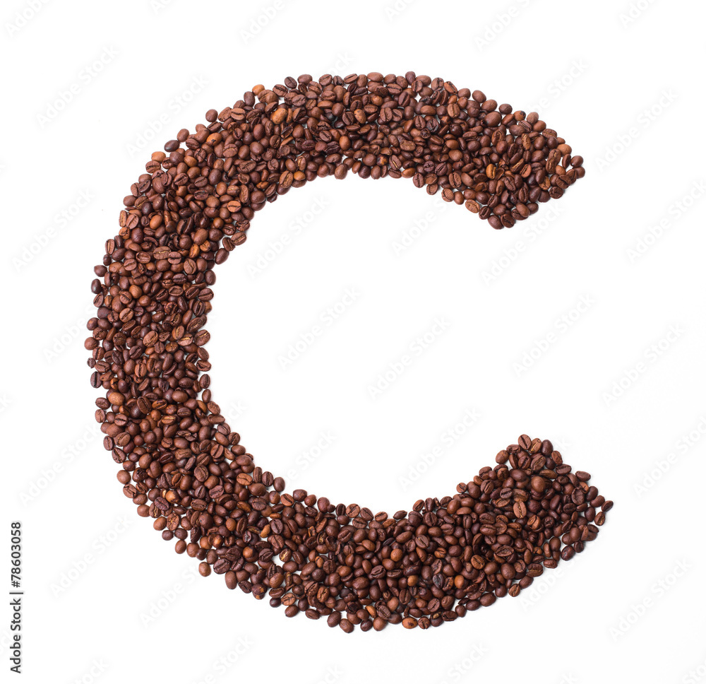 Naklejka premium Alphabet from coffee beans.