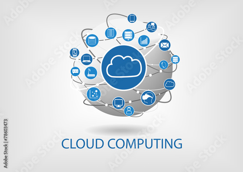 Cloud computing visualized by connected devices and globe