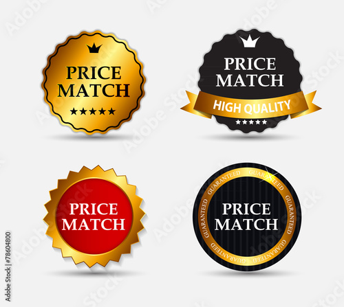 Price Match Label Set Vector Illustration