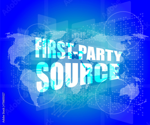 Management concept: first party sources words on digital screen