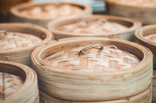 Obraz na płótnie Dim sum bamboo basket