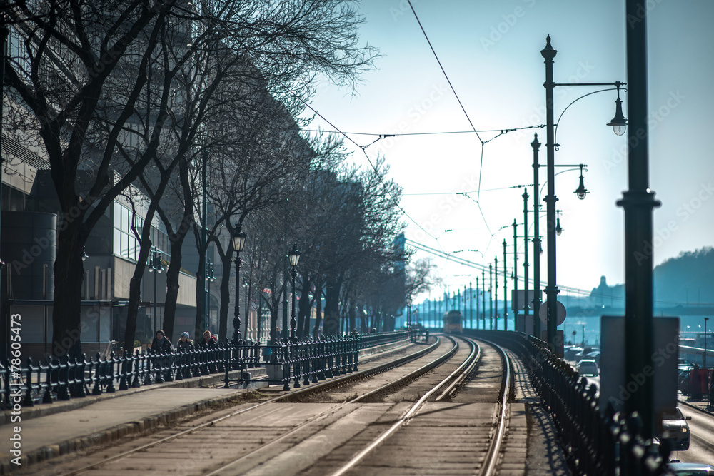 Tram track in Budapest