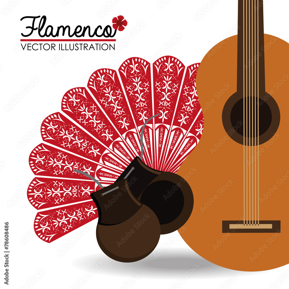 Flamenco design, vector illustration. - obrazy, fototapety, plakaty 