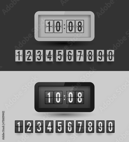 Black and white split-flip display clock.