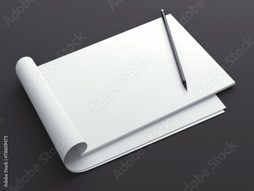 Картината върху платно Blank sketchbook with pencil