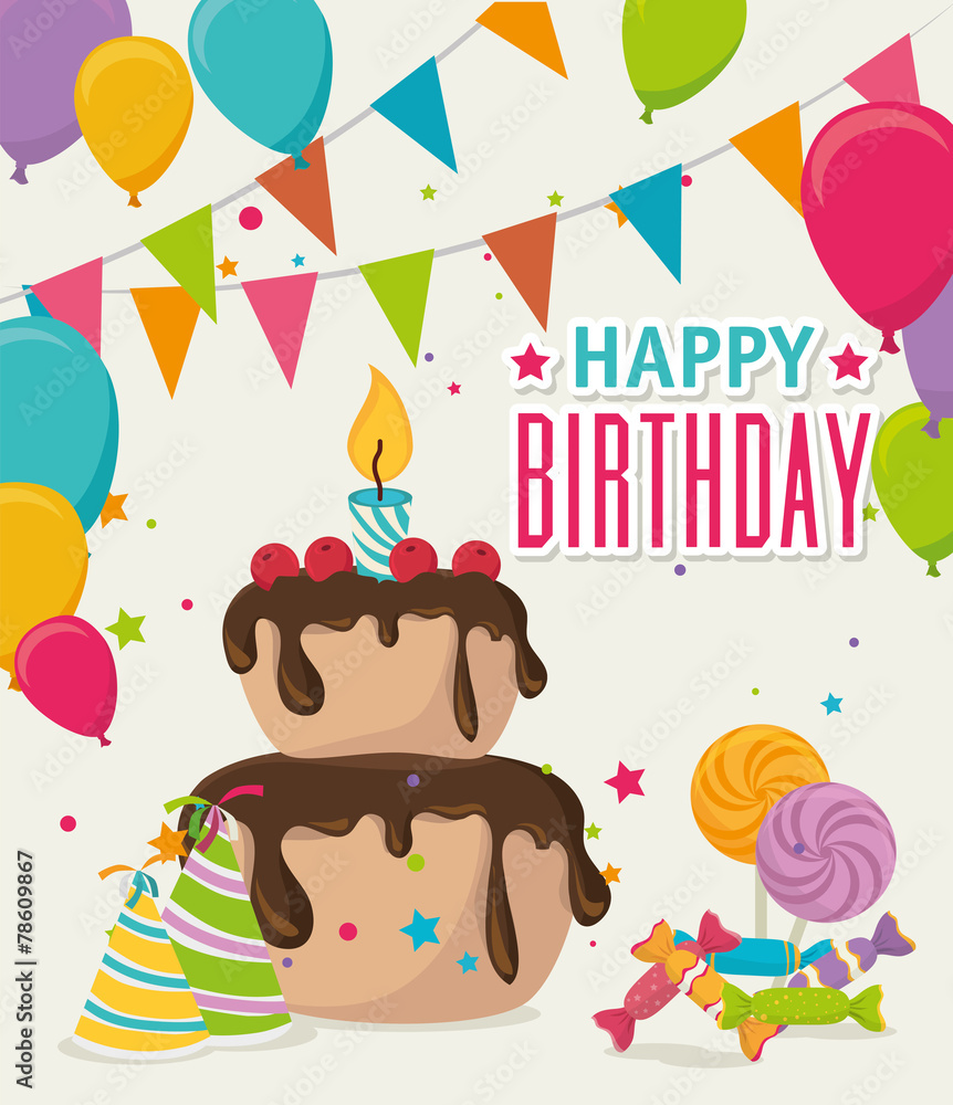 Naklejka premium Happy Birthday design, vector illustration.
