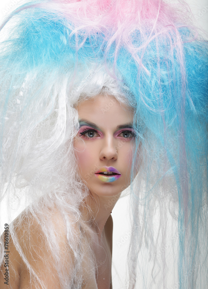 girl with bright colorful make-up girl with bright colorful make-up