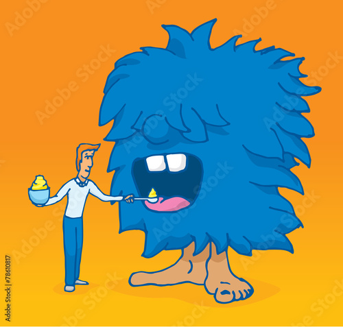 Man feeding his monster