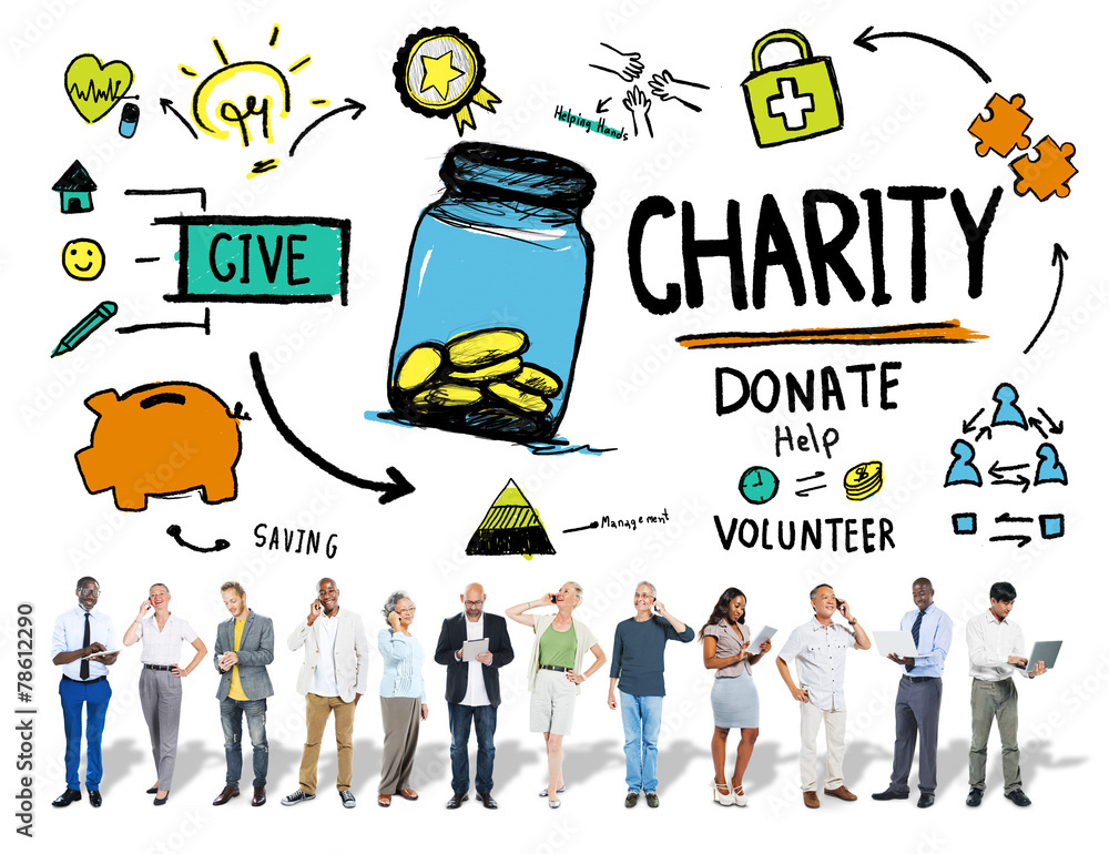 People Digital Devices Give Help Donate Charity Concept