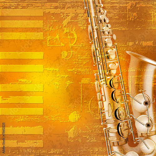 abstract grunge piano background with saxophone