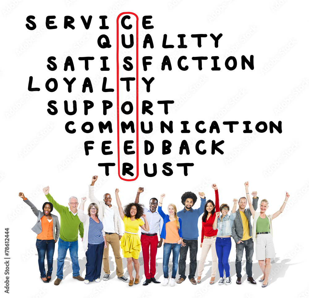 Fototapeta premium Customer Service Quality Satisfaction Crossword Puzzle Concept