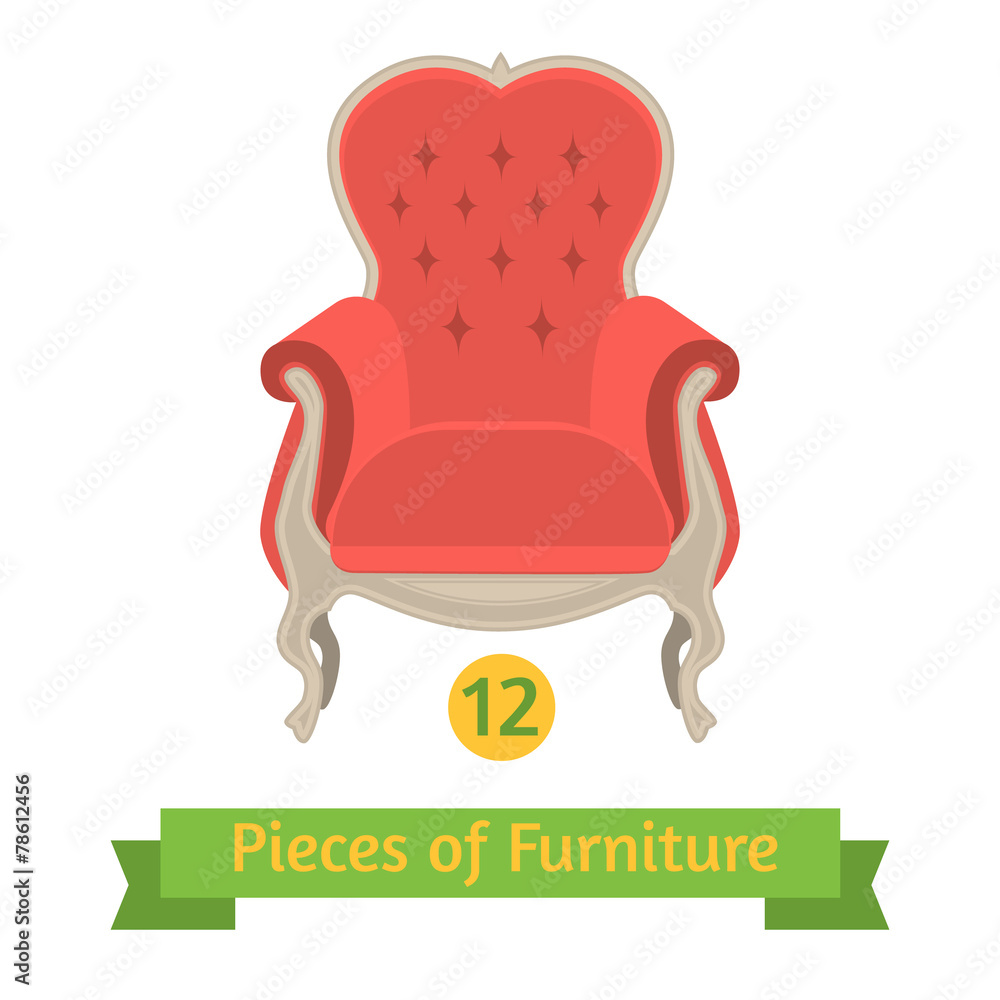 furniture, antique chair baroque, flat design furniture, antique chair baroque, flat design
