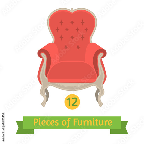 furniture, antique chair baroque, flat design