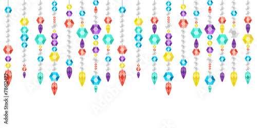 decorative garland from gems, crystals and gems on a string