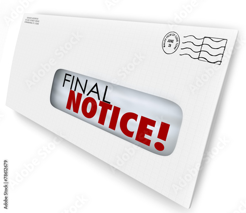 Photography Final Notice Envelope Bill Invoice Past Due Pay Now