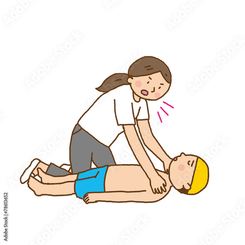 女性　こども　救命措置