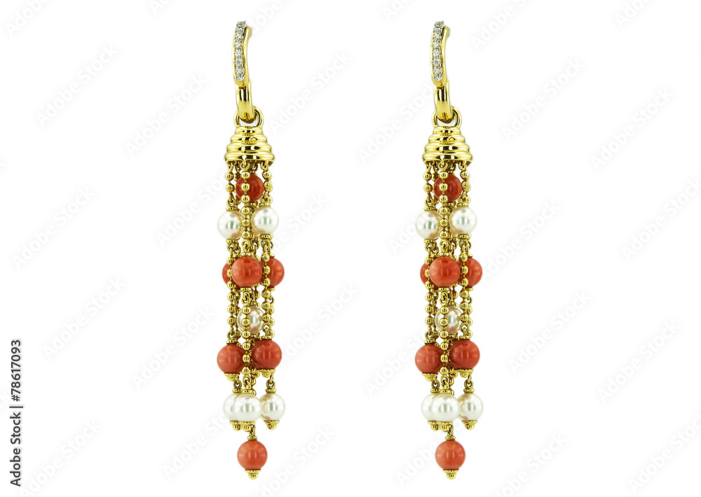 Earrings isolated on a white background Earrings isolated on a white background