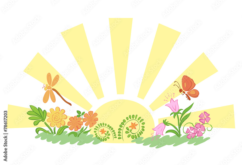Fototapeta premium sun with flora and fauna - vector illustration