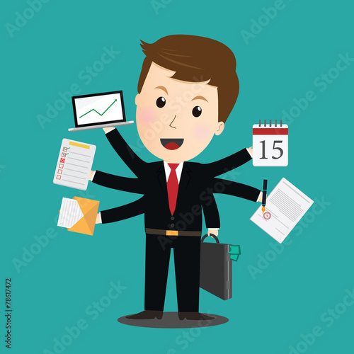 Vector of Businessman task a lot of work.