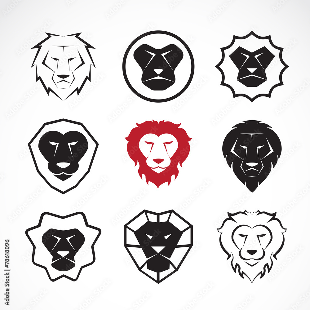 Vector group of an lion head design on white background Vector group of an lion head design on white background